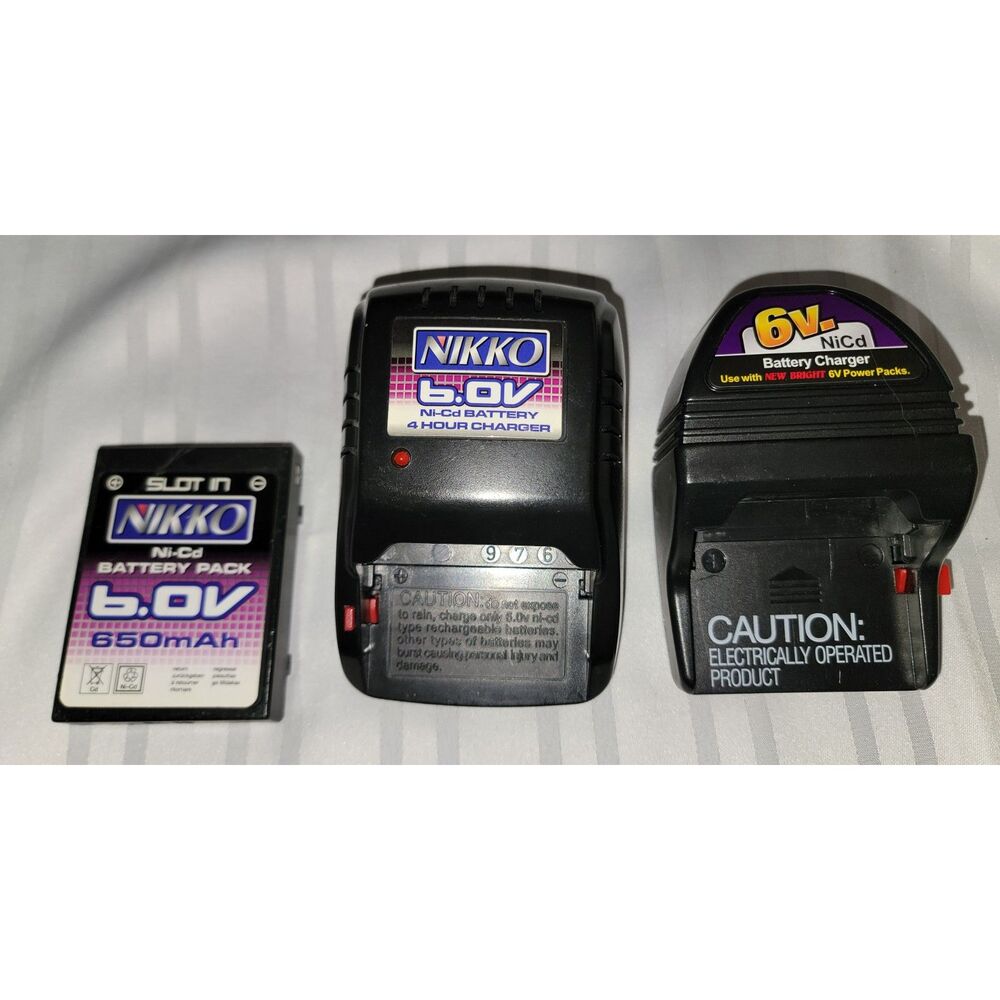 Nikko 6.0V Ni-Cd Battery 4 Hour Charger-2 Plug In Chargers and 1 Slot-In Battery